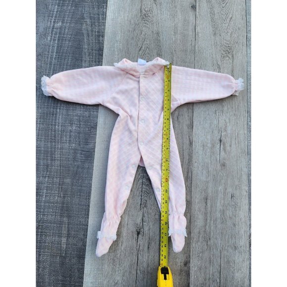 VTG 1960-70S Layette Baby Bliss Pink Girl Matching Plaid Ribbon Outfit Small - Picture 8 of 8